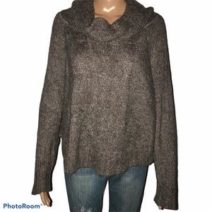 NET marled cowl neck sleeved poncho
